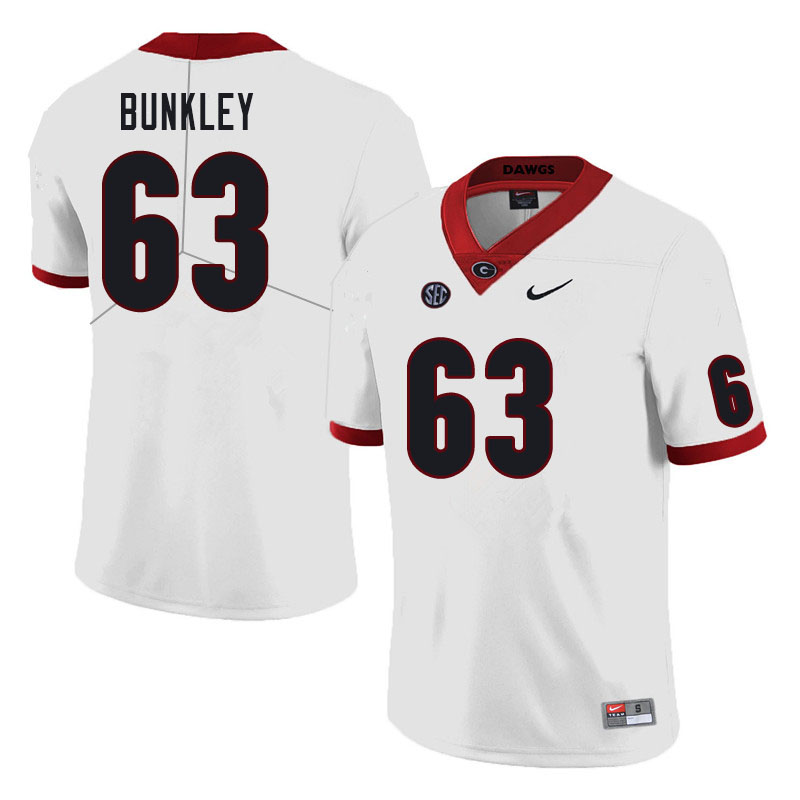 Men #63 Brandon Bunkley Georgia Bulldogs College Football Jerseys Sale-White
